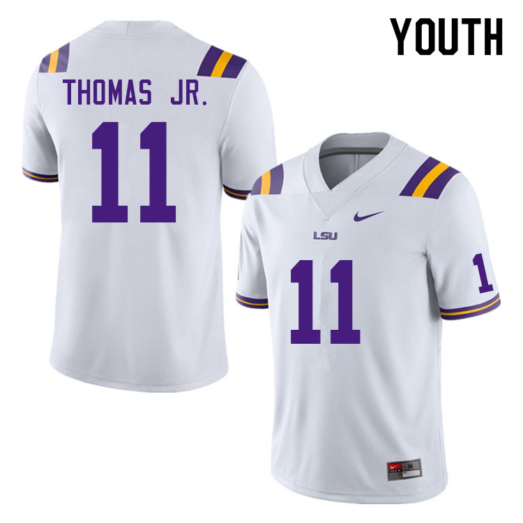Youth #11 Brian Thomas Jr. LSU Tigers College Football Jerseys Sale-White - Click Image to Close